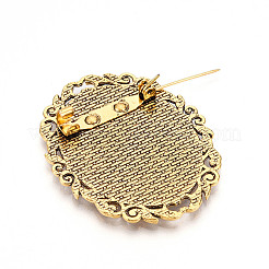Vintage Tibetan Alloy Brooch Cabochon Bezel Settings&nbsp;PALLOY-WH0110-08AG