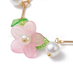 Acrylic Flower & Glass Pearl Charm Bracelets&nbsp;BJEW-JB10054-02