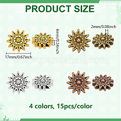 60Pcs 4 Colors Tibetan Style Alloy Sun Beads&nbsp;TIBEP-PH0001-84