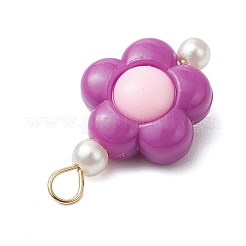 Two Tone Opaque Acrylic Beads with 304 Stainless Steel Flat Head Pins Pendants&nbsp;PALLOY-JF03483-01