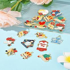 24Pcs 12 Styles Mother's Day Theme Alloy Enamel Pendants&nbsp;ENAM-FS0002-77