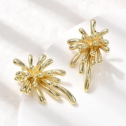 Brass Flower Stud Earrings&nbsp;EJEW-H171-02B-G