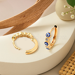 1 Pair Enamel Evil Eye Hoop Earrings with Clear Cubic Zirconia&nbsp;EJEW-LP0004-99