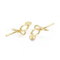 Bowknot Brass Clip-on Earring Findings for Half Drilled Beads&nbsp;KK-T071-10G