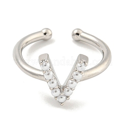 Rack Plating Brass Open Cuff Rings for Women&nbsp;RJEW-F162-01P-V