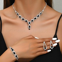 Teardrop Brass Rhinestone Necklaces & Link Bracelets & Stud Earring Sets&nbsp;FS-WGE0FD5-05