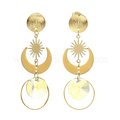304 Stainless Steel Glass Stud Dangle Earrings&nbsp;EJEW-JE07307