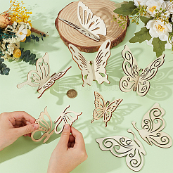 7Sets 3 Styles Unfinished Wood Butterfly Cutouts&nbsp;WOCR-OC0001-04