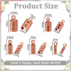 200Pcs 5 Styles 304 Stainless Steel Folding Crimp Ends&nbsp;STAS-GA0002-02
