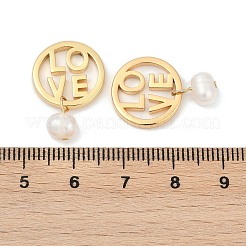 Natural Cultured Freshwater Pearl & Brass Pendants&nbsp;KK-U062-07G