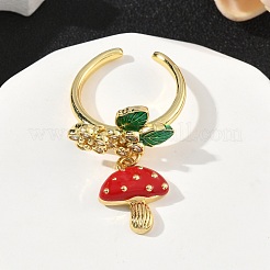 Brass Micro Pave Cubic Zirconia Cuff Rings&nbsp;RJEW-A069-04G