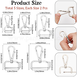 10Pcs 5 Styles Alloy Swivel Lobster Claw Clasps&nbsp;FIND-BBC0003-81P