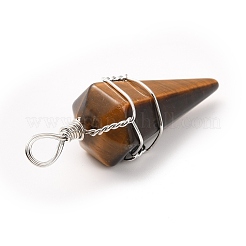 Natural Tiger Eye Gemstone Pendants&nbsp;G-D458-06P-05-RS