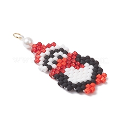 Christmas Glass Seed Beaded Penguin Pendants&nbsp;PALLOY-MZ01044-01