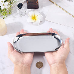 Non-Tarnish Oval 430 Stainless Steel Jewelry Display Plate&nbsp;STAS-CP0001-08P