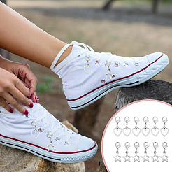 12Pcs 2 Styles Heart & Star Alloy Pendant Decorations&nbsp;HJEW-DR00211
