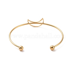 201 Stainless Steel Hollow Out Crescent Moon Open Cuff Bangle&nbsp;BJEW-P285-03G