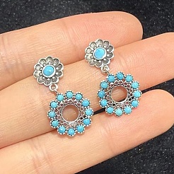 Synthetic Turquoise Dangle Stud Earrings&nbsp;EJEW-C178-01A