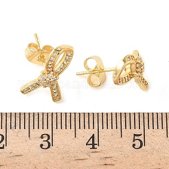 Brass Micro Pave Clear Cubic Zirconia Stud Earrings&nbsp;EJEW-Z144-05G