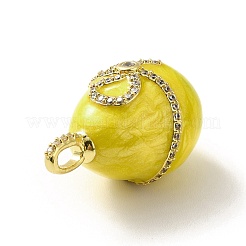 Rack Plating Brass Micro Pave Cubic Zirconia Enamel Pendants&nbsp;KK-M230-12G