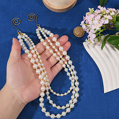 ABS Plastic Pearl Round Bead with Iron Christmas Trees Decoration&nbsp;HJEW-PH02601