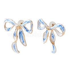 Blue and White Alloy Enamel Bowknot Stud Earrings for Women&nbsp;AL-CBAAE88-01G