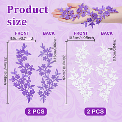 4Pcs 2 Styles Flower Embroider Thread Iron on/Sew On Patches&nbsp;PATC-NB0001-48
