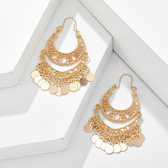 Bohemian Style Alloy & Iron Flat Round Tassel Chandelier Earrings&nbsp;FS-WGEBDA7-01