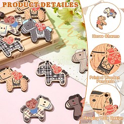 12Pcs 6 Colors Printed Wooden Pendants&nbsp;WOOD-YW0002-04