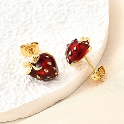 Brass Enamel Stud Earrings&nbsp;EJEW-F372-01A-G