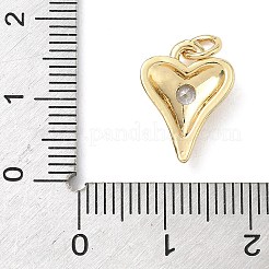 Brass Cubic Zirconia Heart Charms&nbsp;LS-KK-K368-47G
