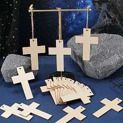 Wood Cross Pendant Decorations&nbsp;HJEW-WH20016-05