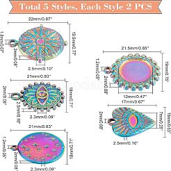 10Pcs 5 Style 304 Stainless Steel Pendant Rhinestone Cabochons&nbsp;STAS-UN0031-94