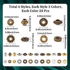 240Pcs 12 Styles Tibetan Style Alloy Spacer Beads&nbsp;TIBE-SC0002-59E