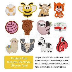 12Pcs 12 Style Food Grade Eco-Friendly Silicone Focal Beads&nbsp;SIL-CA0001-95