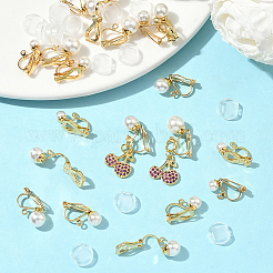 24Pcs 4 Styles 304 Stainless Steel Clip-on Earring Findings with Imitation Pearl Plastic Beaded&nbsp;STAS-SC0010-46A