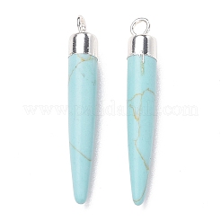 Synthetic Turquoise Brass Pointed Pendants&nbsp;G-B025-02P-05