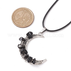 2Pcs 2 Styles Tibetan Style Alloy Moon Pendant Necklaces Set&nbsp;NJEW-JN04608