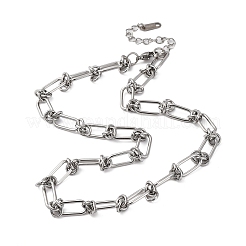 304 Stainless Steel Oval Knot Link Chain Necklaces for Women Men&nbsp;NJEW-P321-02P