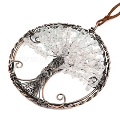 Brass & Natural Quartz Crystal Chips Pendant Decorations&nbsp;HJEW-Z007-05R-10