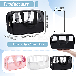 9Pcs 3 Colors PVC Clear Window Cosmetic Bag&nbsp;AJEW-GW0001-14