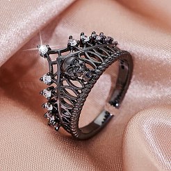 Crown Skull Zinc Alloy Open Cuff Rings for Women&nbsp;PW-WGB7021-01