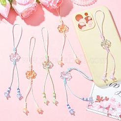 12Pcs 4 Colors Handmade Lampwork with Transparent Glass Bead Pendant Decorations&nbsp;HJEW-YW00464