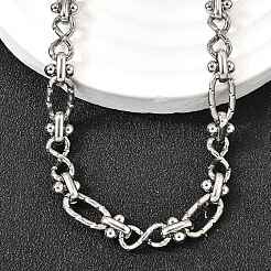 304 Stainless Steel Oval Textured Infinity Link Chain Necklaces for Women Men&nbsp;NJEW-K249-20A-P