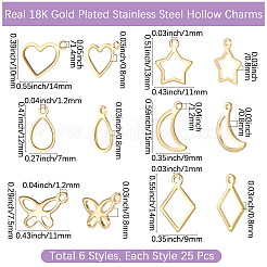 150Pcs 6 Styles 304 Stainless Steel Charms&nbsp;STAS-BBC0009-51