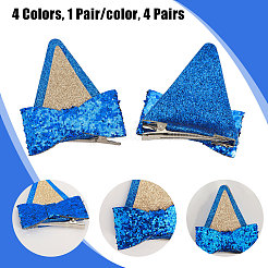 4 Pairs 4 Colors Glitter Bowknot Cat Ear Cloth Alligator Hair Clips&nbsp;PHAR-CA0001-004