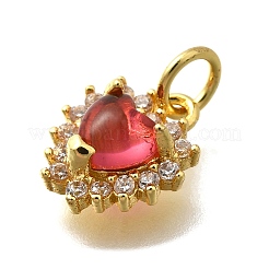 Brass Micro Pave Cubic Zirconia with Glass Pendants&nbsp;KK-D295-28G-02