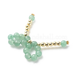 5Pcs 5 Styles Natural Mixed Gemstone Round Bowknot Connector Charms&nbsp;PALLOY-JF01943