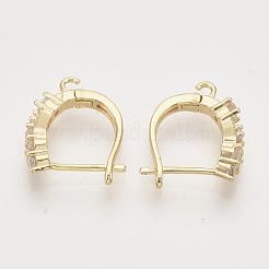 Brass Cubic Zirconia Hoop Earring Findings with Latch Back Closure&nbsp;KK-T048-030G-NF