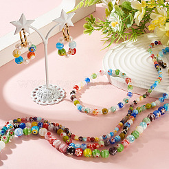 3 Strands 3 Styles Handmade Millefiori Glass Round Bead Strands&nbsp;LAMP-TA0002-68